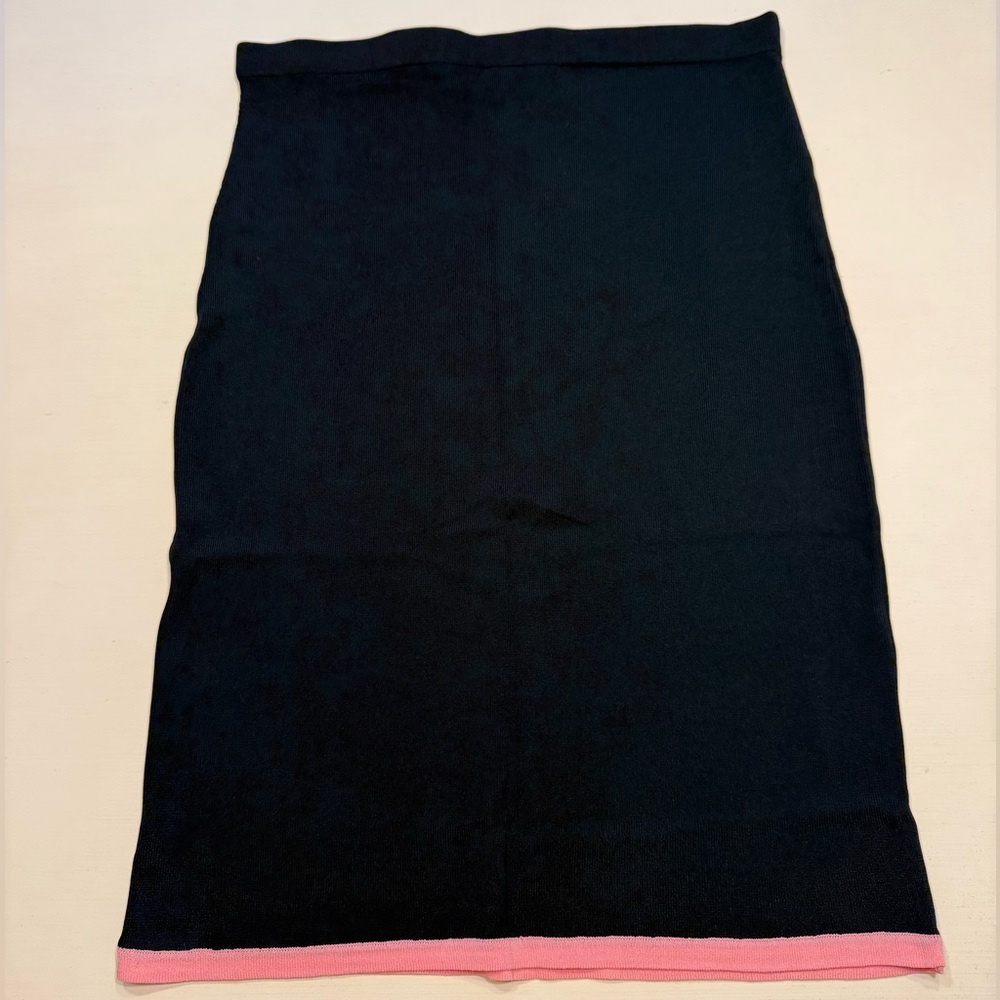 Finity Black Pencil Skirt with Pink Hem